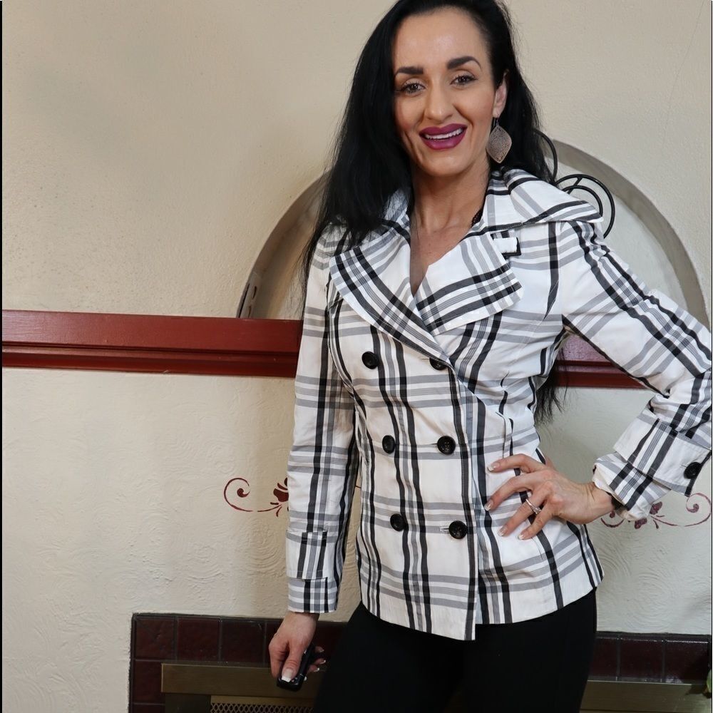 Zara Basic black and white plaid lined jacket - Picture 4 of 8